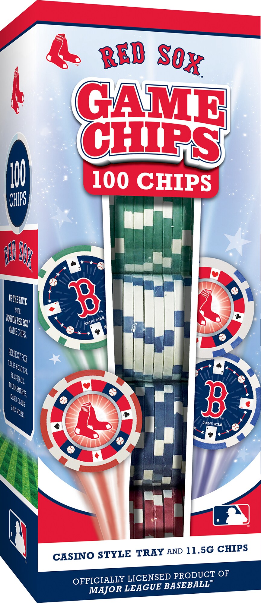 MasterPieces Casino - MLB Boston Red Sox - 100 Piece High Quality Poker Chip Set with Tray