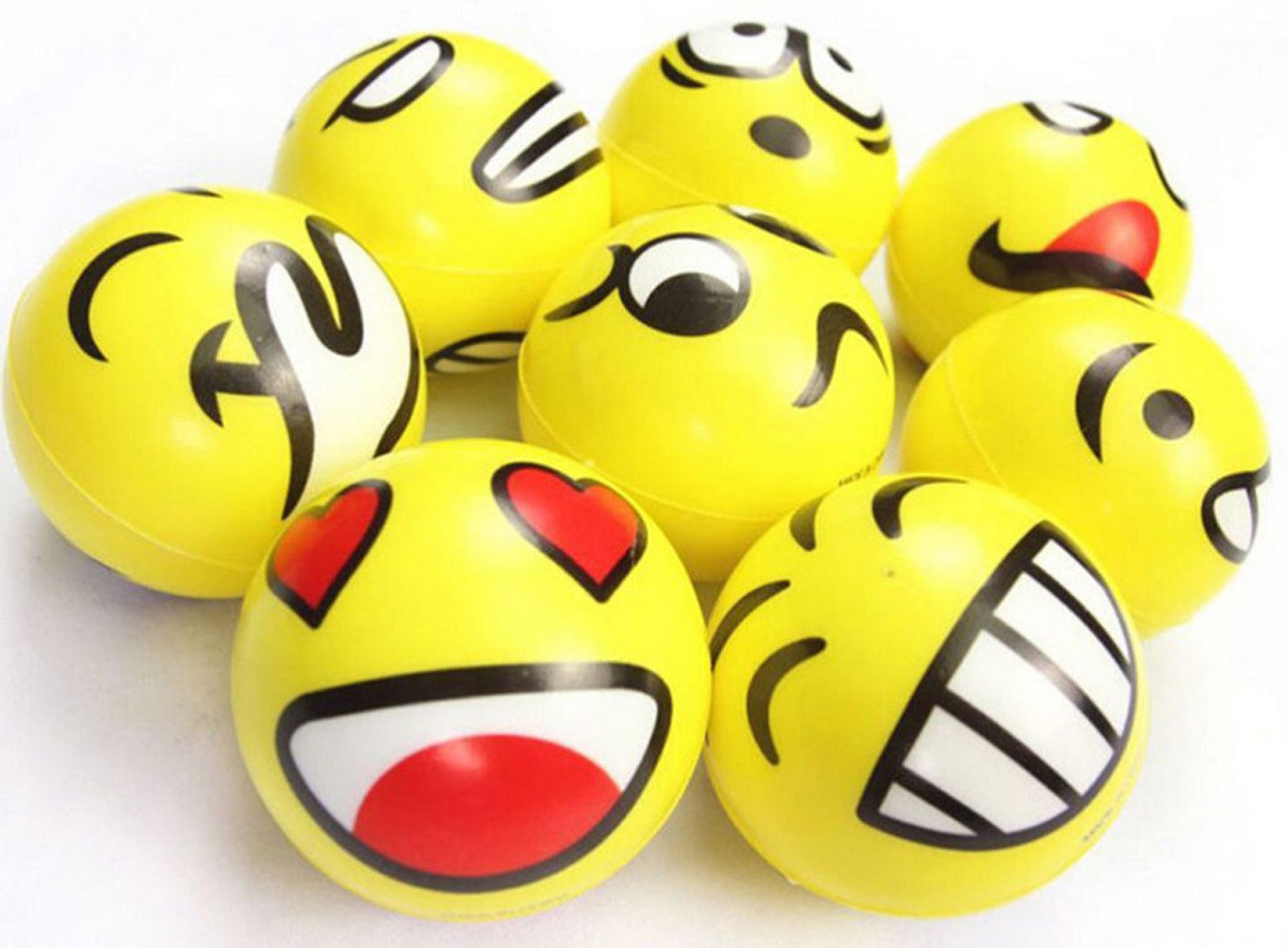 Big Mo's Toys 3" Party Pack Emoticons Stress Balls Stress Reliver Party Favors, Toy Balls, Party Toys (12 Pack)
