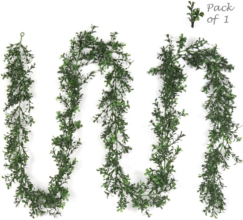 9ft Green Boxwood Garland - 384 Lifelike Tips, Faux Greenery for Home & Event Decor by Floral Home®