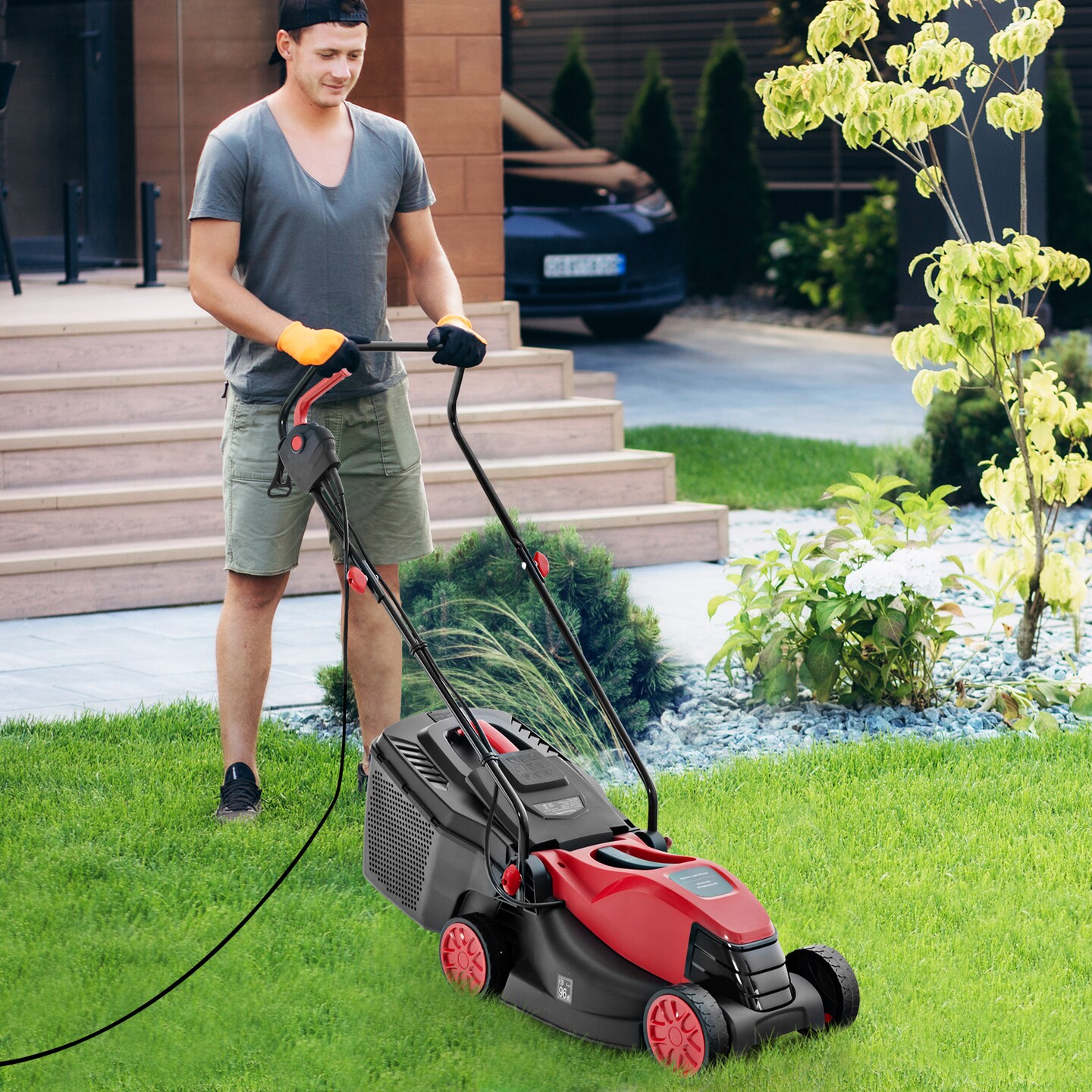 10 AMP 13 Inch Electric Corded Lawn Mower with Collection Box