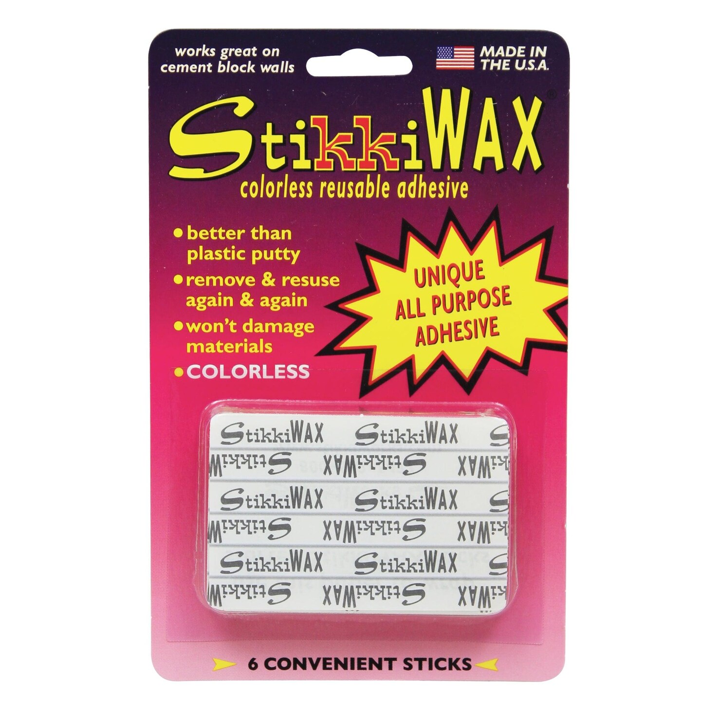 StikkiWAX&#x2122; Adhesive Bars/Sticks, 6 Per Pack, 6 Packs