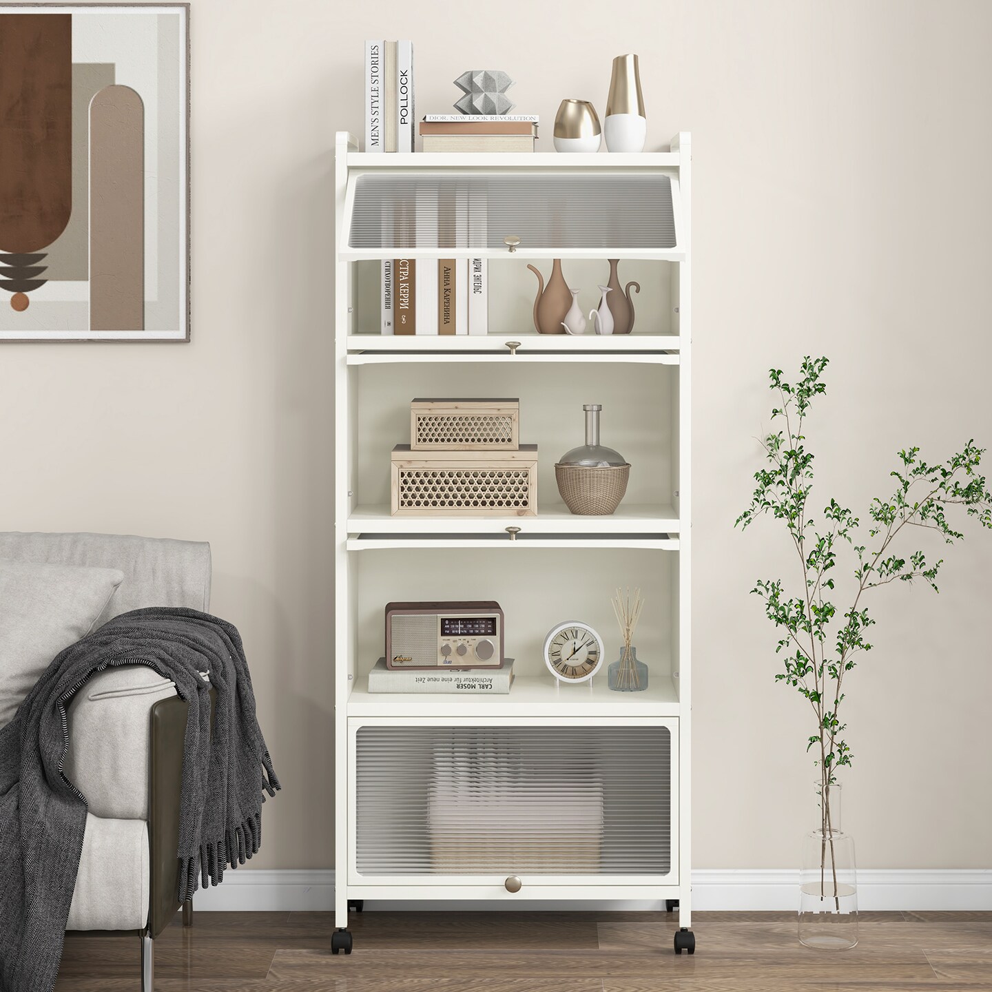 5-Tier Kitchen Baker's Rack with Flip-up PC Doors - 23.5" x 12.5" x 60.5" (L x W x H)