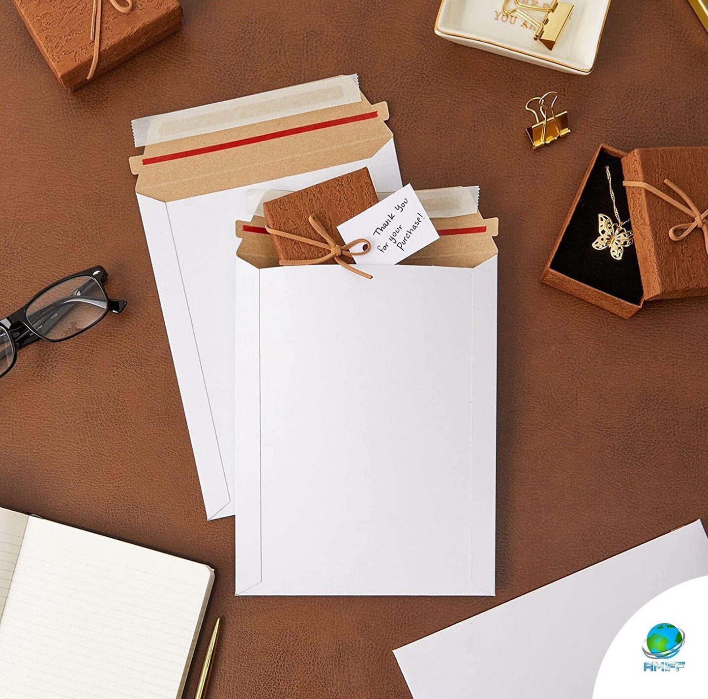 AMZ Rigid Mailers 7 x 9 Paperboard Mailers 7x9 Pack of 25 White Photo Mailers. Stay Flat and Constant Mailers. No Bend Self Sealing. Documents Chipboard Envelopes. Mailing Shipping and Packaging