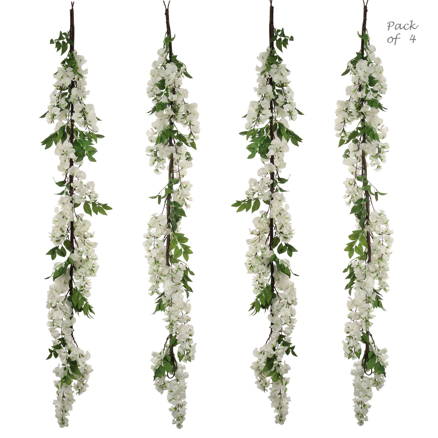 5ft White Wisteria Garland - Realistic Silk Flowers & Foliage, Perfect for Wedding Arches, Home Decor, Parties & Event Backdrops, Indoor/Outdoor Use, Floral Home by Artificial Flowers