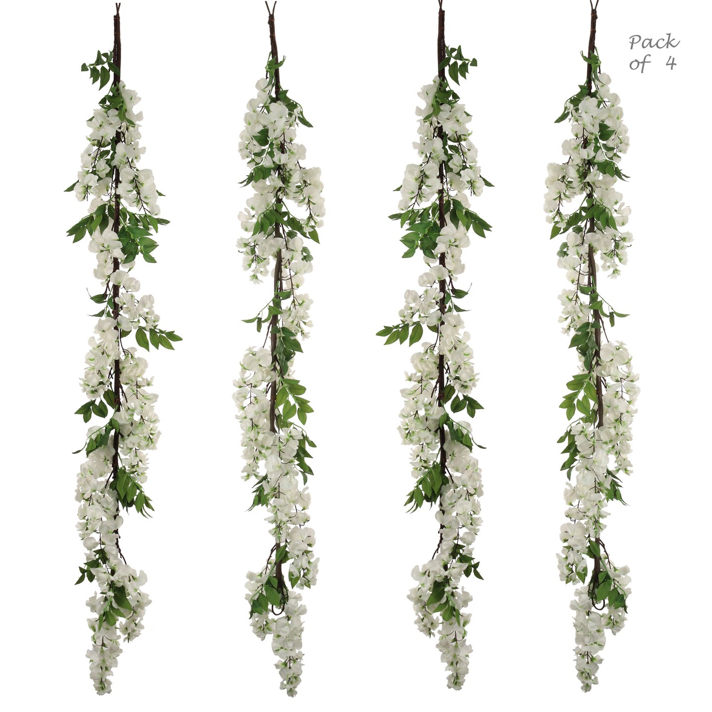 5ft White Wisteria Garland with Silk Flowers &#x26; Foliage by Floral Home&#xAE;