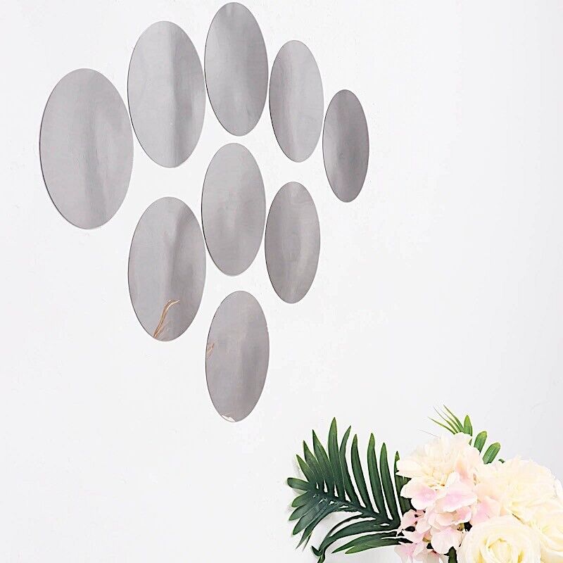 Round 12 Silver 6&#x22; MIRROR STICKERS Acrylic WALL DECALS Dorm Rooms