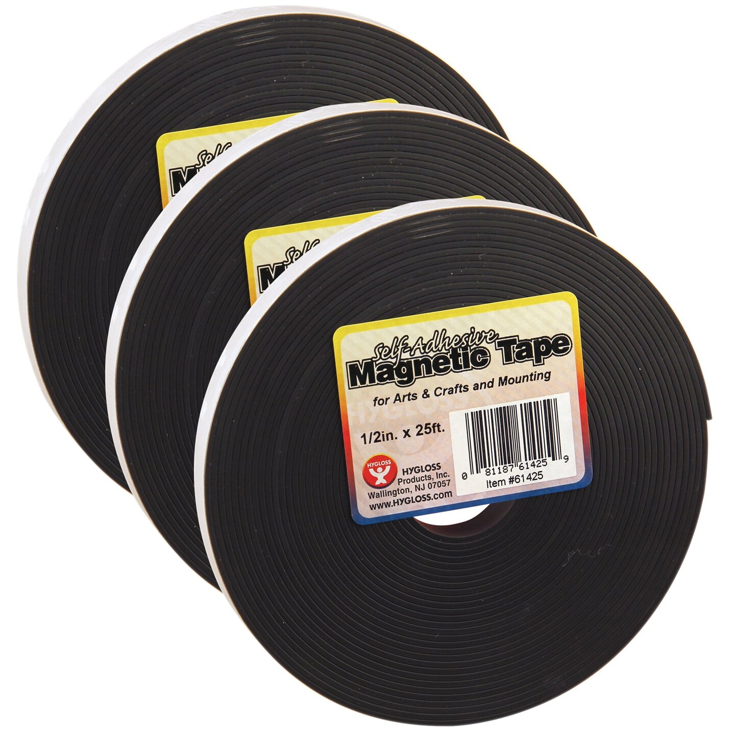 Magnetic Strips, 0.5&#x22; x 300&#x22; Per Roll, 3 Rolls