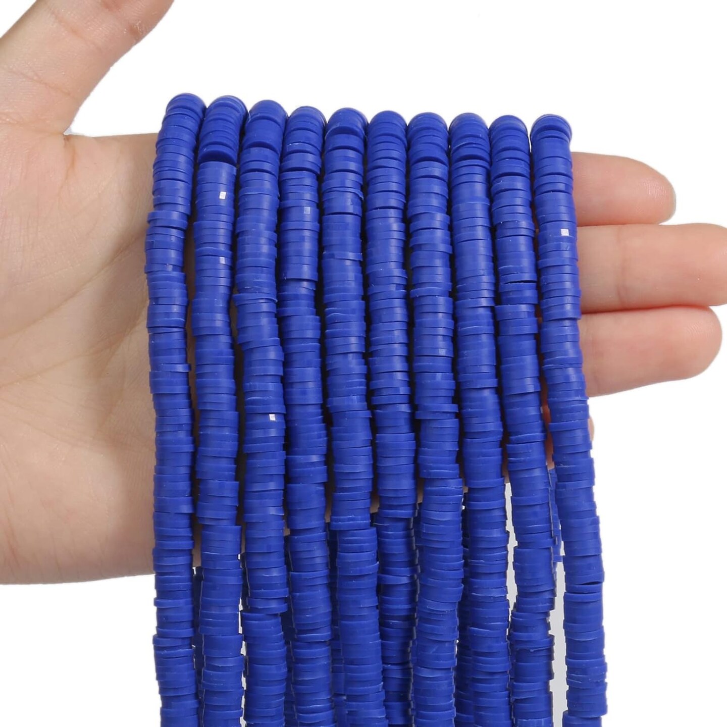 3600 pcs Royal Blue Clay Beads for Bracelets Making, 10 Strands Flat Round Polymer Clay Beads 6mm Spacer Heishi Beads for Jewelry Making Earring Necklace