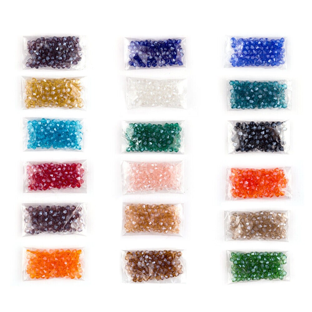 Kitcheniva Crystal Glass Loose Bicone Beads 1800 Pcs