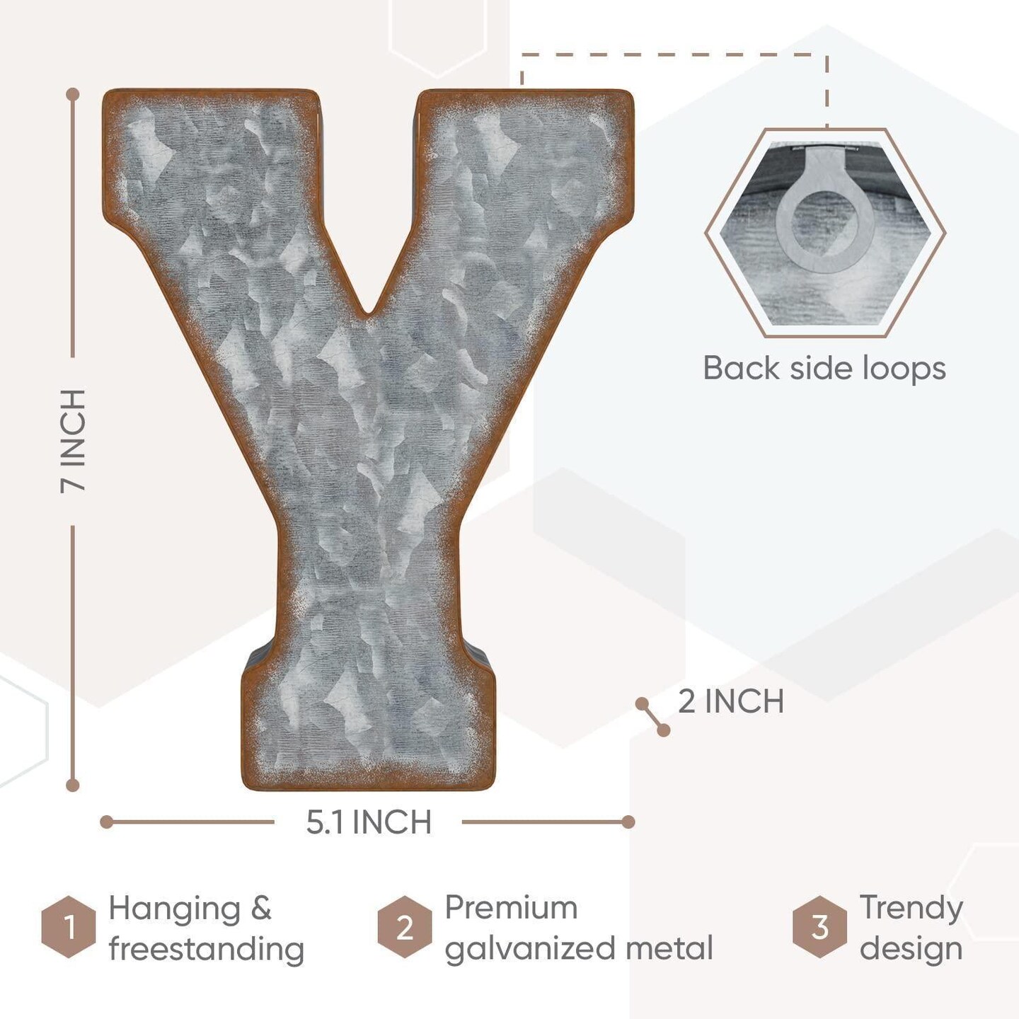Galvanized Metal Letters for Wall Decor   3D Letter Y for Hanging or Freestanding   Unique Blend of Rustic Vintage Western and Industrial Styles   Fits for Living Room Lobby Kitchen