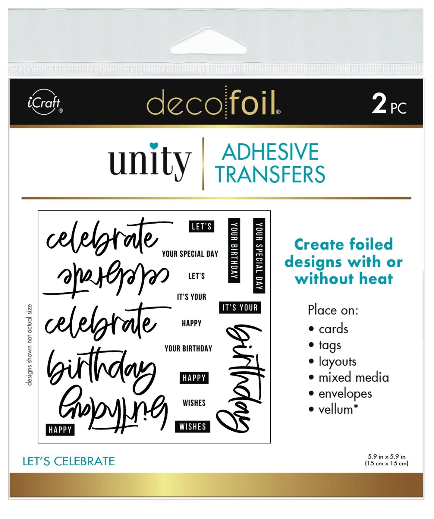 Deco Foil Adhesive Transfer Sheets by Unity 5.9&#x22; x 5.9&#x22;-Let&#x27;s Celebrate