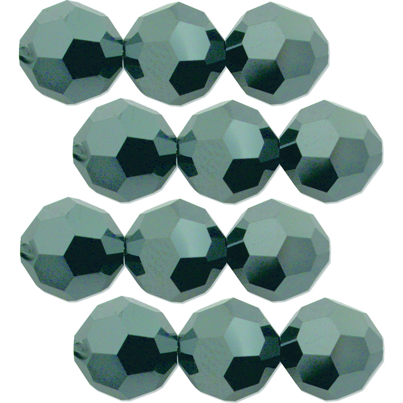 12 Jet Hematite 2X Swarovski Crystal Round Beads 3mm