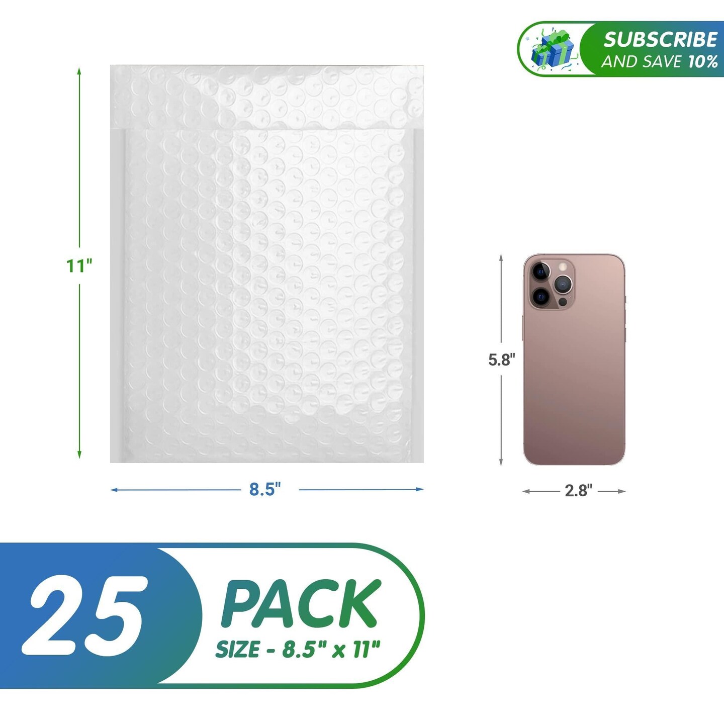 AMZ Self Seal White Bubble Mailers Pack of 25 Plastic Bubble Envelopes 8.5 x 11 Padded Mailers Bubble Envelope Mailers Padded Mailing Envelopes Poly Bubble Mailers