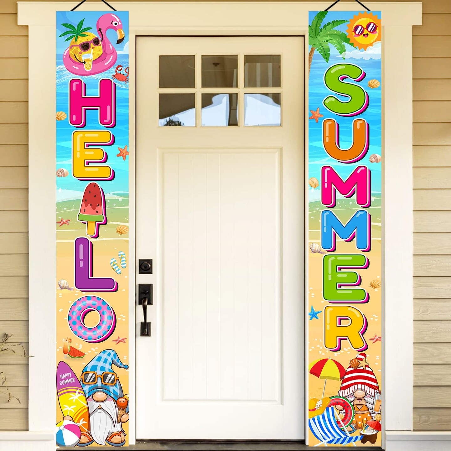 71&#x22; X 12&#x22; Summer Decorations For Home Door Banner, Summer Decorations for Outside Indoor Door Banner, Hello Summer Banner, Summer Decorations for Office