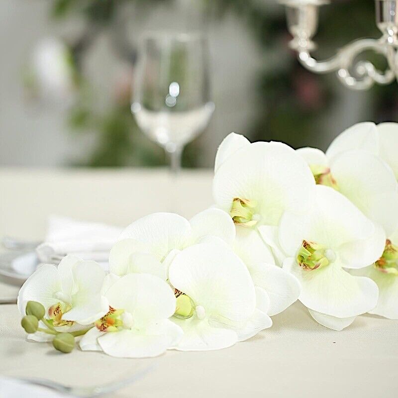 2 IVORY 40&#x22; tall Faux Silk Orchid Flowers Sprays Stems