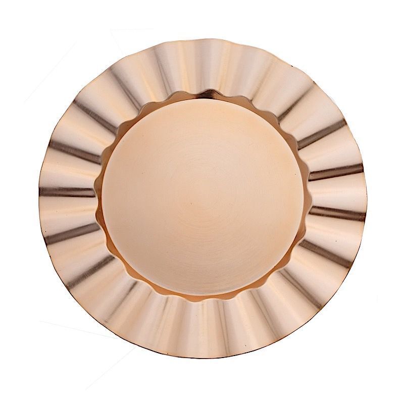 24 GOLD 13&#x22; Round Scalloped Trim Charger Plates