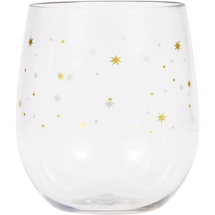Stars Plastic Stemless Wine Glass By Elise