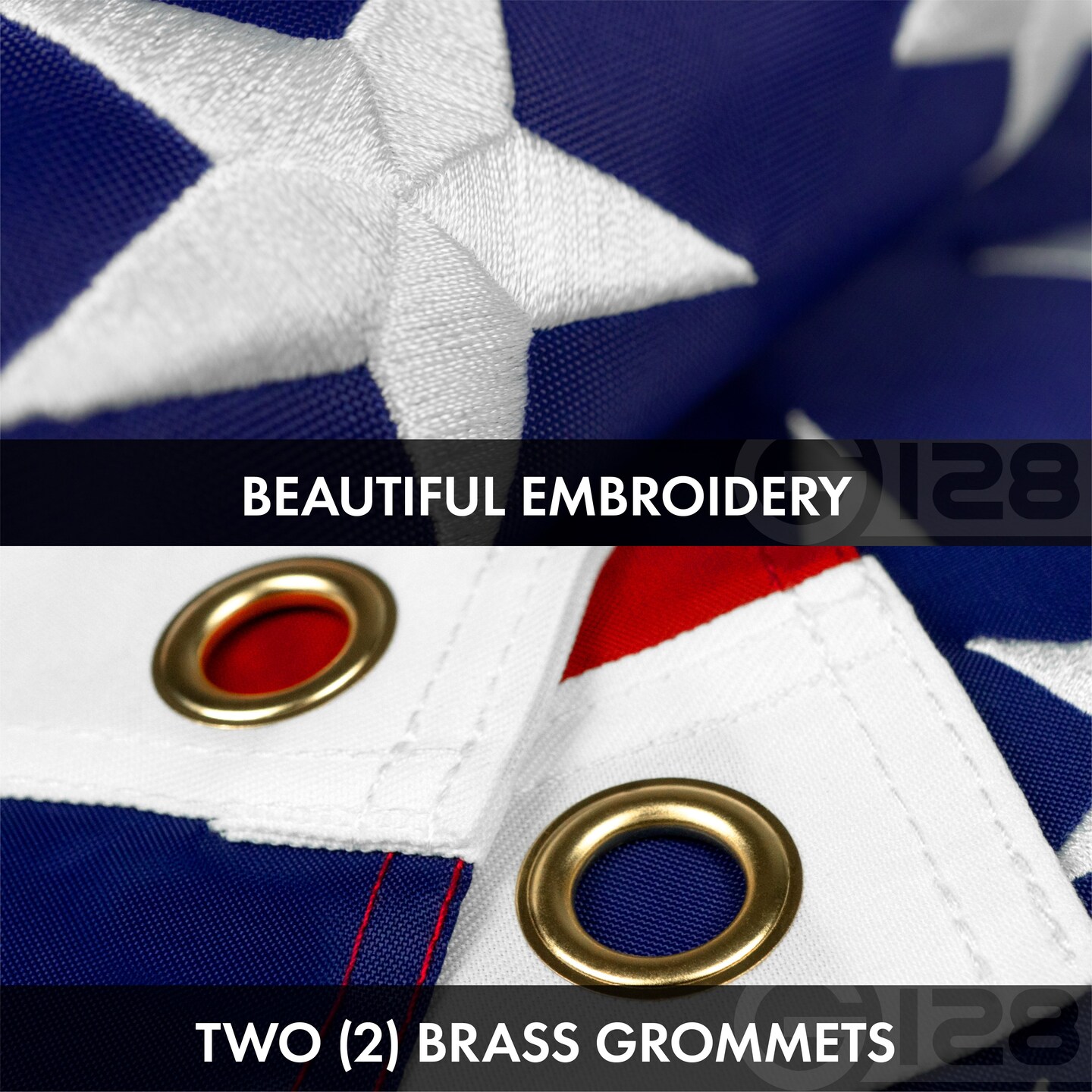 G128 Combo Pack: USA American Flag 3x5 Ft Embroidered Stars &#x26; Iowa State Flag 3x5 Ft Embroidered Double Sided 3ply