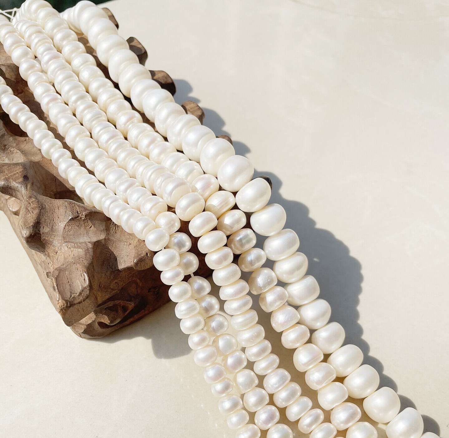 Kitcheniva Natural Freshwater White Pearl Rondelle Beads 14&#x22;