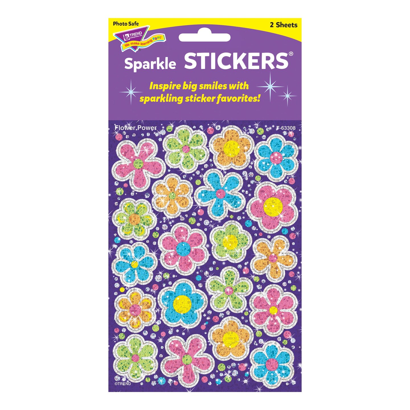 Flower Power Sparkle Stickers&#xAE;-Large, 40 Per Pack, 12 Packs