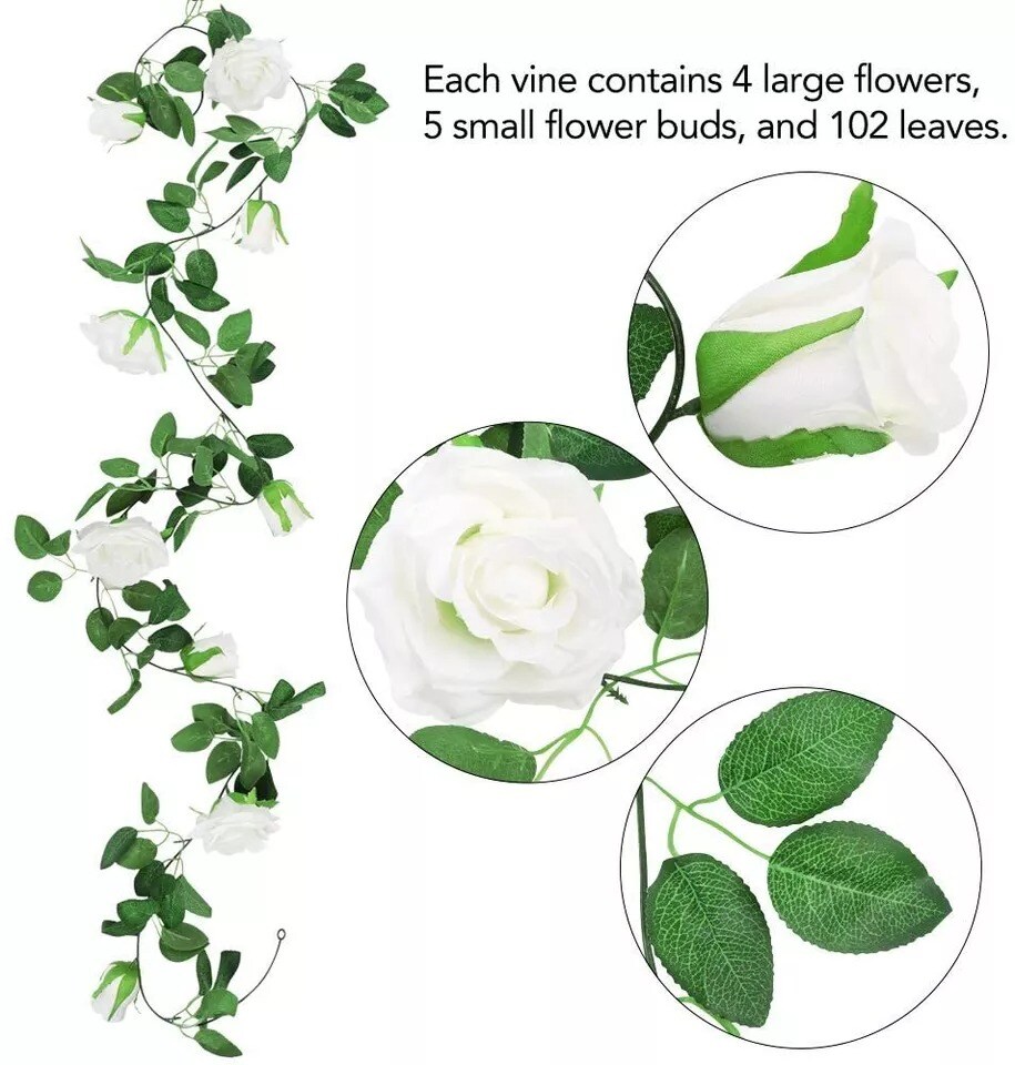 3-Pieces Artificial Silk Rose Garland