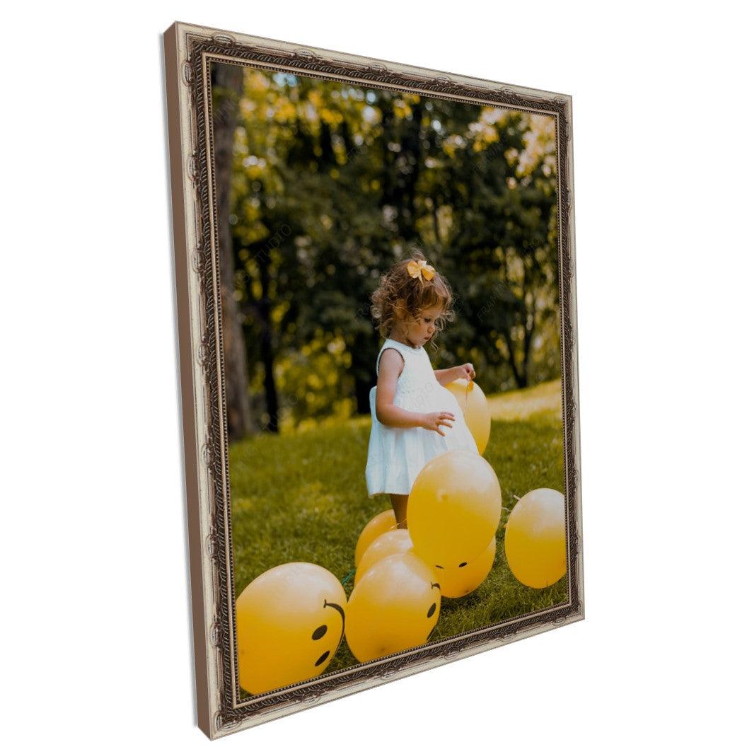 Thin Traditional Antique Silver Leaf Frame with Rope Bead