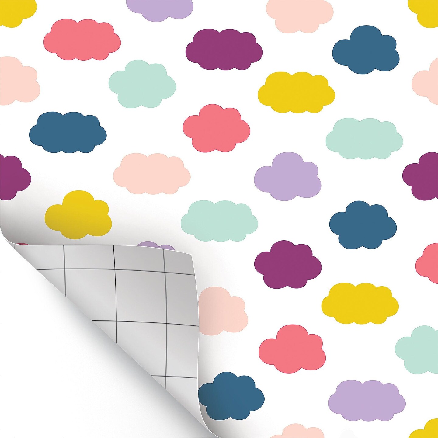 Peel and Stick Decorative Paper Roll, 17-1/2&#x22; x 10 ft, Oh Happy Day Clouds