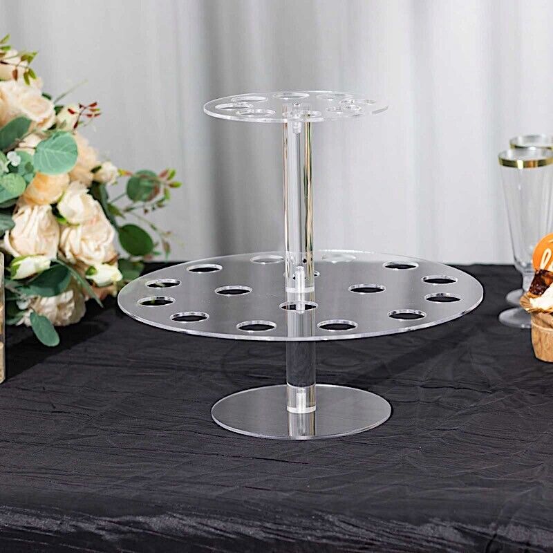 12 in Clear 2 Tier Acrylic Ice Cream Cone Holder Dessert DISPLAY STAND