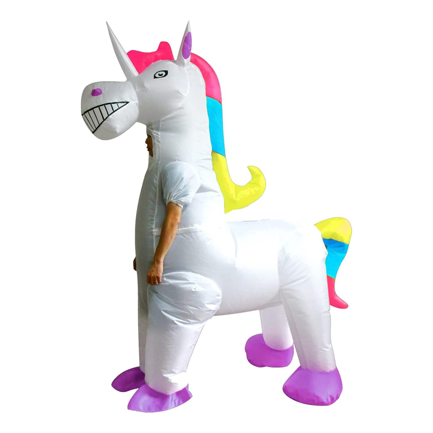 White 4 Legged Inflatable Unicorn Costume Adult