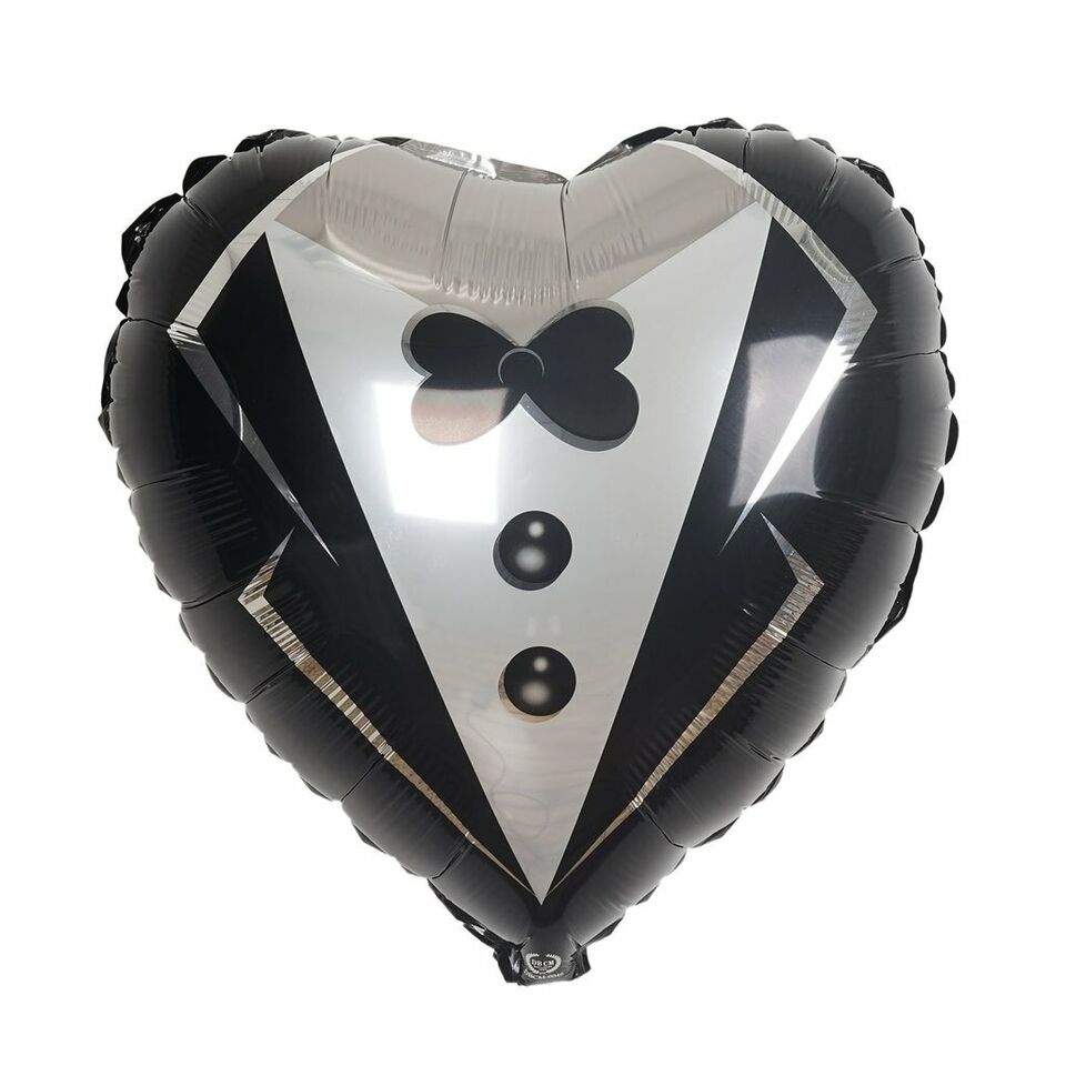 2 pcs Heart Shaped Wedding Groom Tuxedo and Bride Dress 14&#x22; Foil Balloons