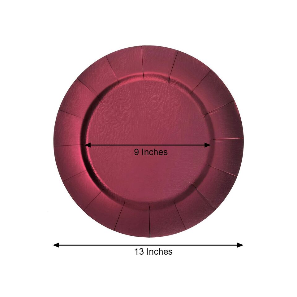 BURGUNDY 10 Round 13&#x22; Disposable Paper CHARGER PLATES