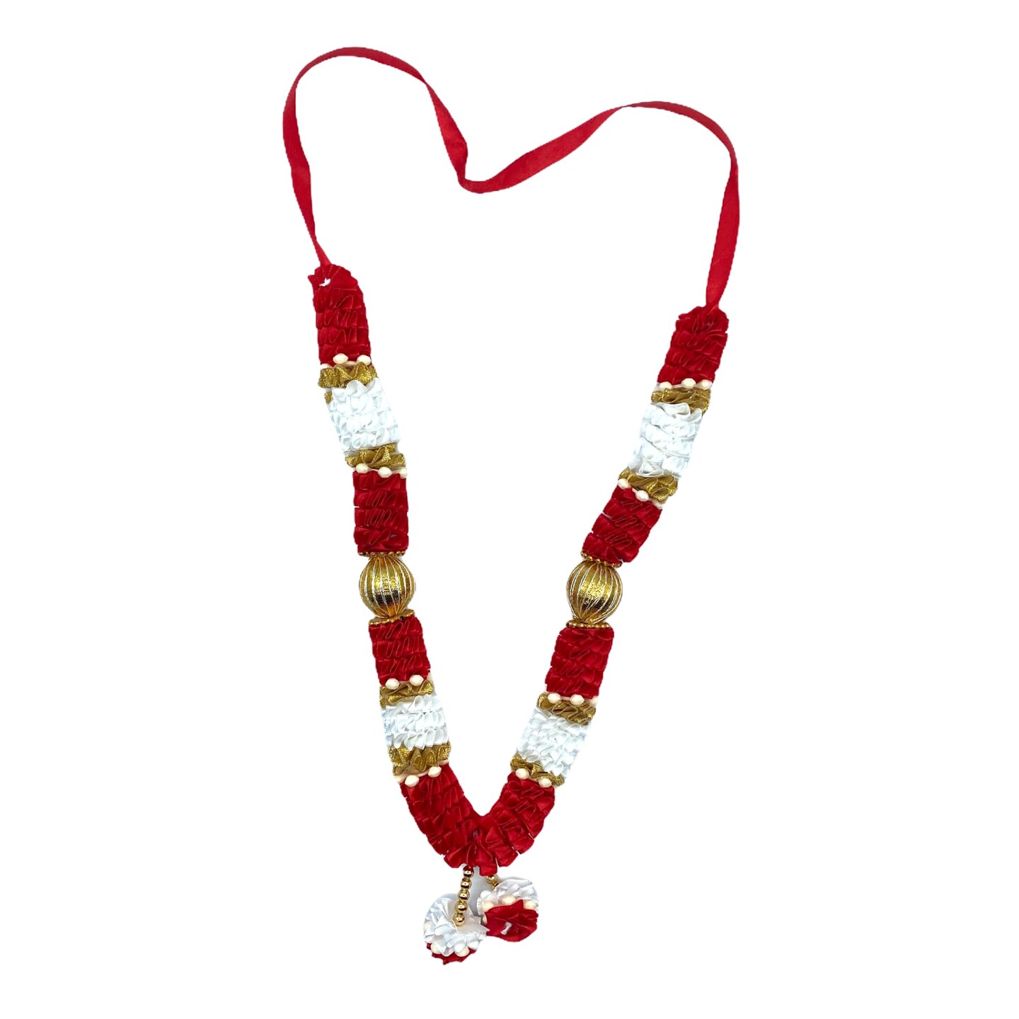 Indian Garland Haar Mala 12 Inch God Goddess Haar Mala Idol Pooja Item Garland for Photo Frame Idol God Shringar Mala Reusable Satin Mala Temple Decor