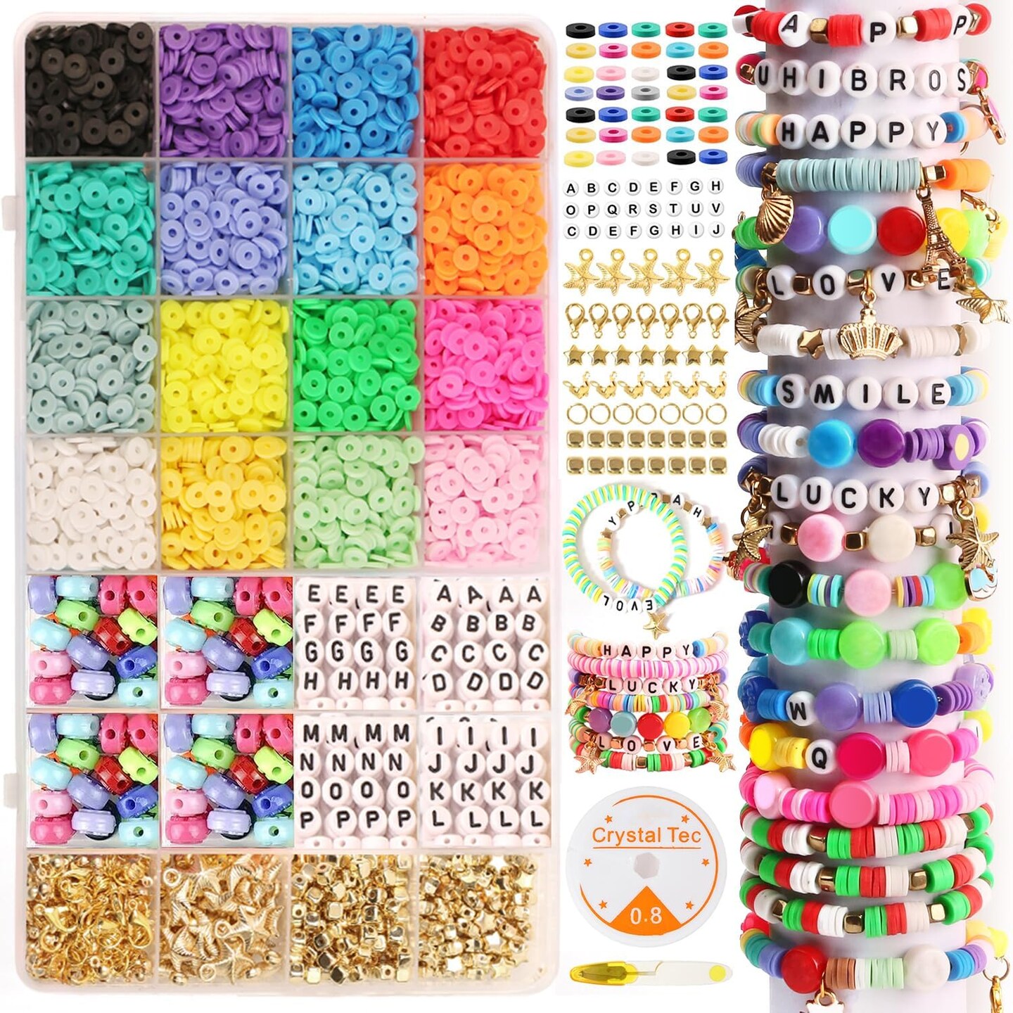 6000 Pcs Clay Beads Bracelet Making Kit, Girls Friendship Bracelet Polymer Heishi Beads with Jewelry Charms Crafts Gifts for Teen