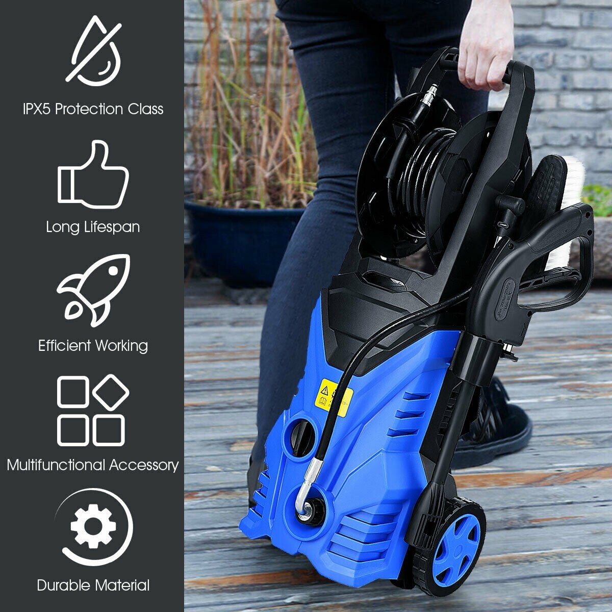 1800W 2030PSI Electric Pressure Washer Cleaner with Hose Reel