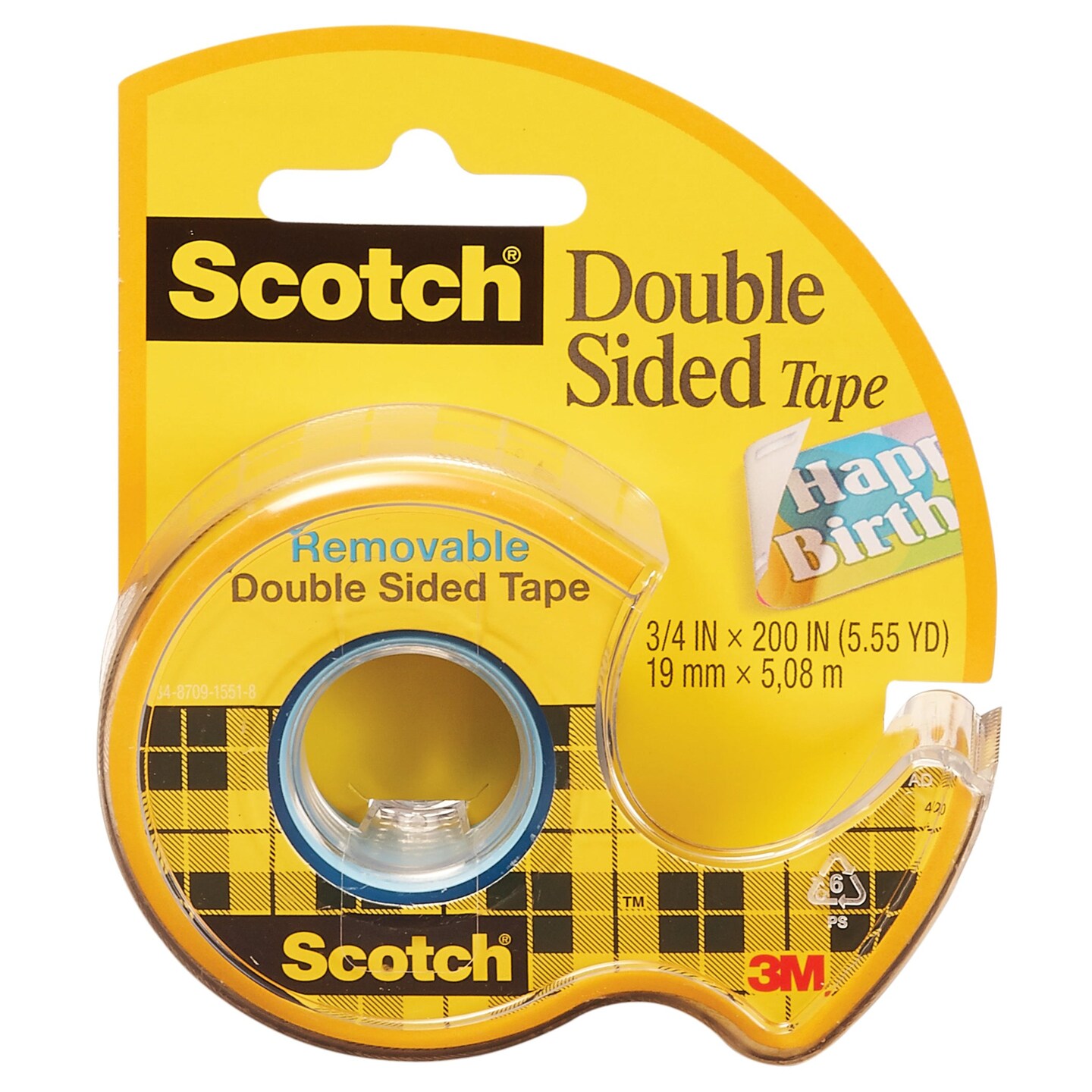 Removable Double Sided Tape, 3/4&#x22; x 200&#x22;, 6 Rolls