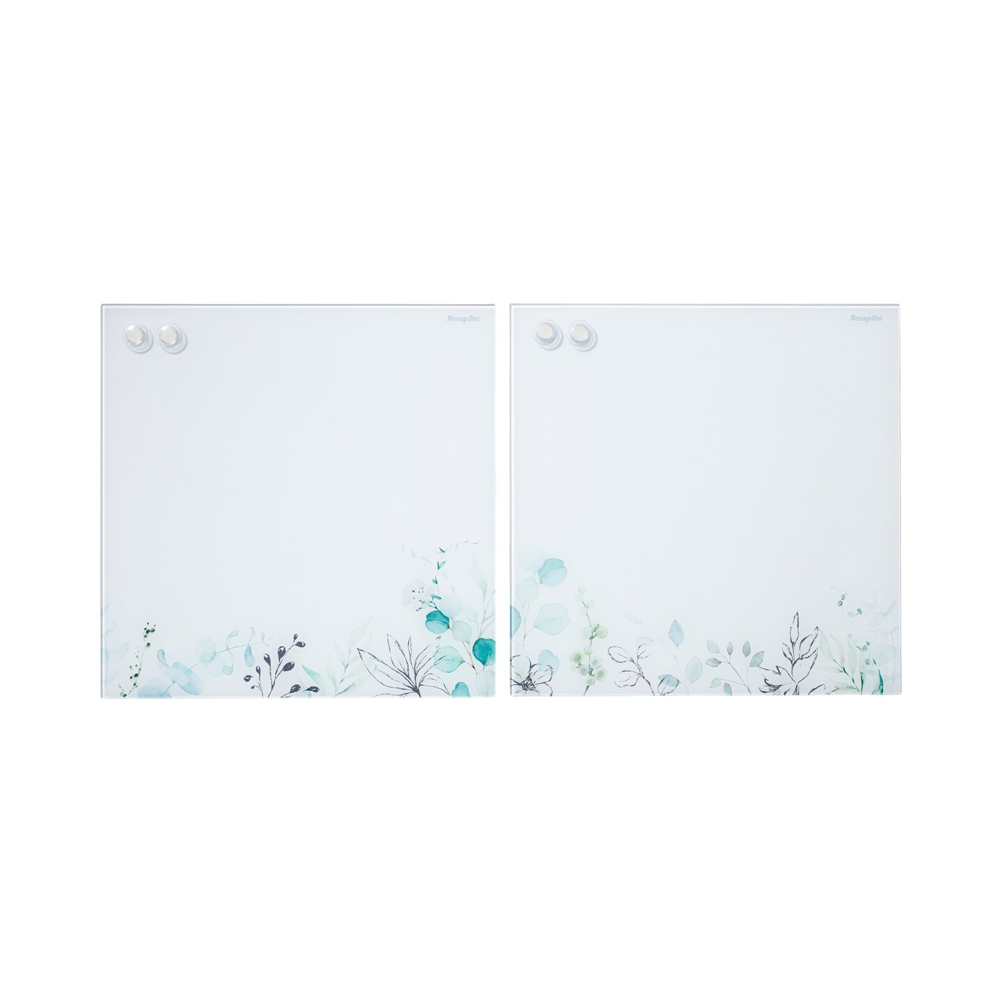 Magnetic Dry-Erase Glass Board with Magnets, 17.5in x 17.5in, Wall-Mounted Whiteboard, 2-Pack