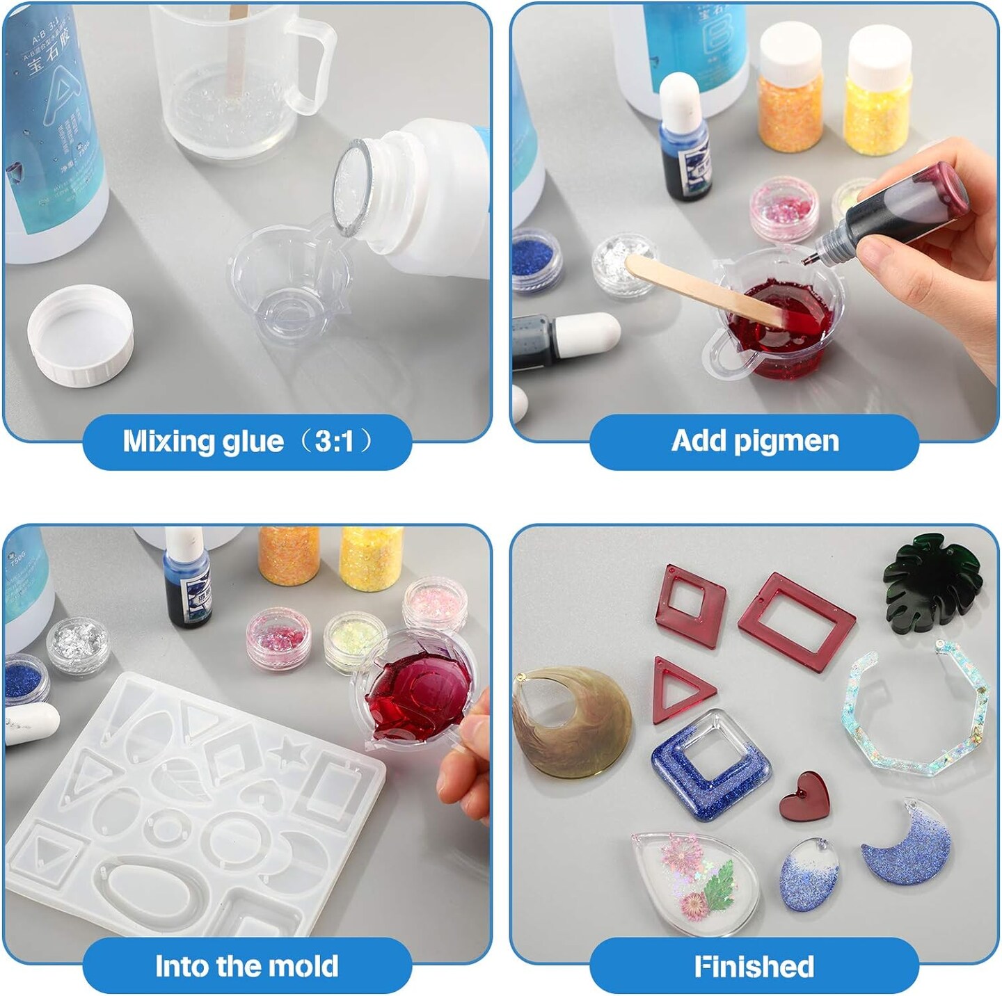 4 Pieces Resin Jewelry Earring Silicone Molds Women Epoxy Mold for Jewelry Making Mother Day Gift Supplies DIY Craft(Geometric)