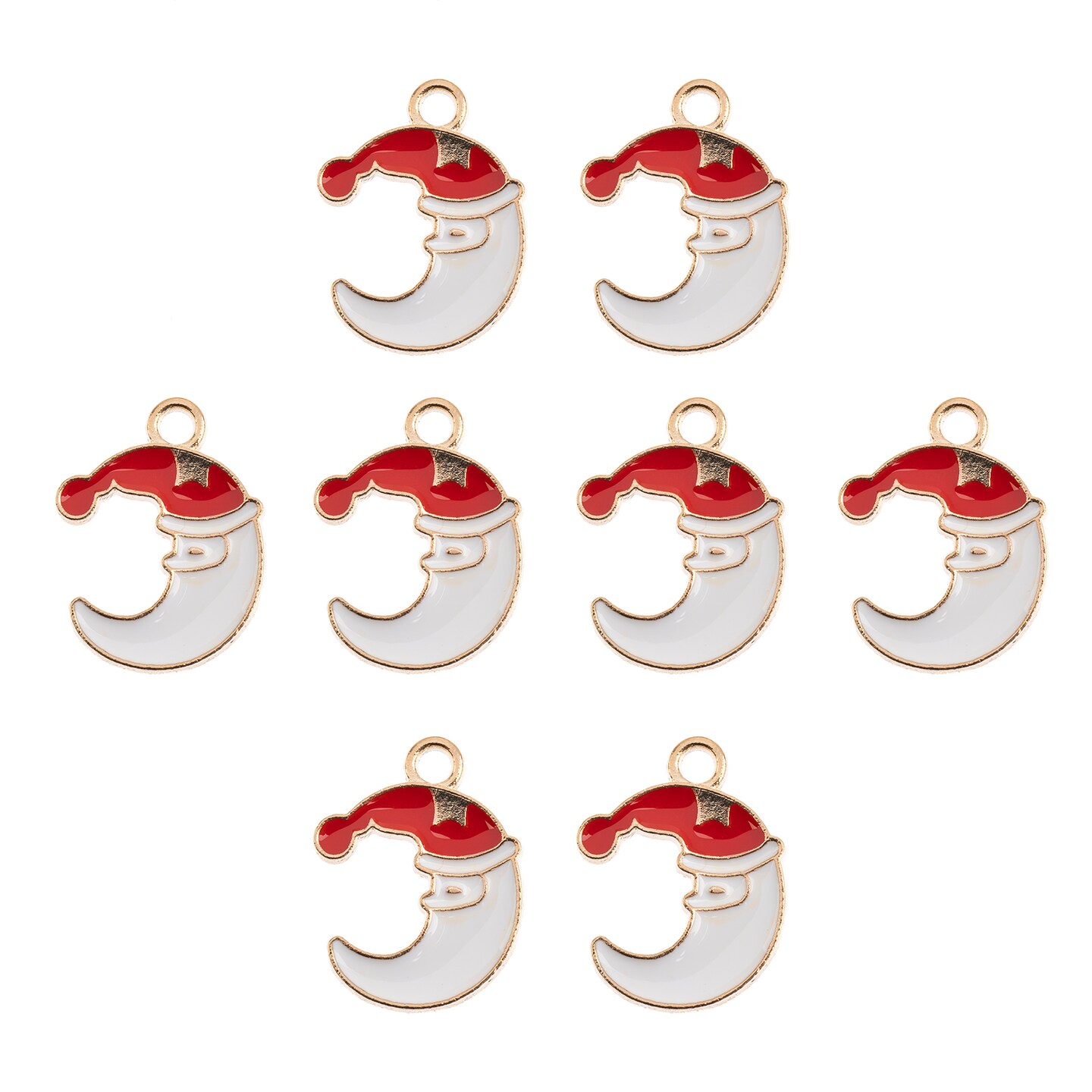 John Bead Sweet &#x26; Petite Moon Santa Holiday Charms, 8pcs