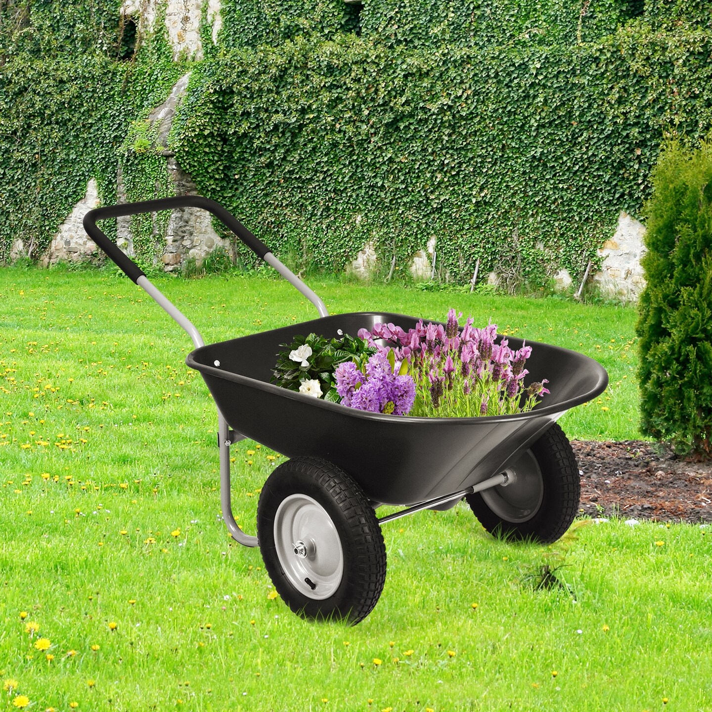 2 Tire Wheelbarrow Garden Cart Heavy-duty Dolly Utility Cart