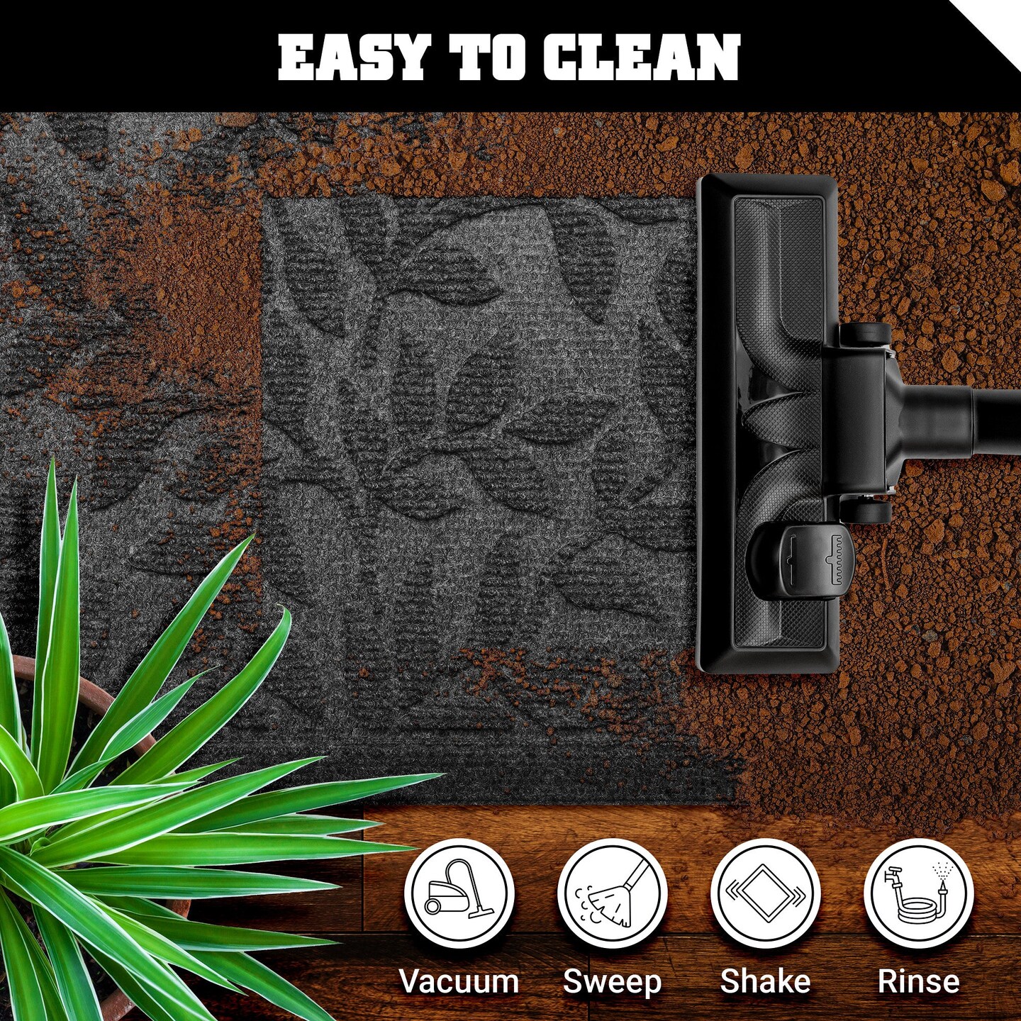 G128 Home Entrance Grey Leaves Door Mat | 23x35 In | Thick Absorbent Natural Rubber Non Slip, Indoor/Outdoor, Easy Clean, Welcome Mats for Front Door/Patio/Garage