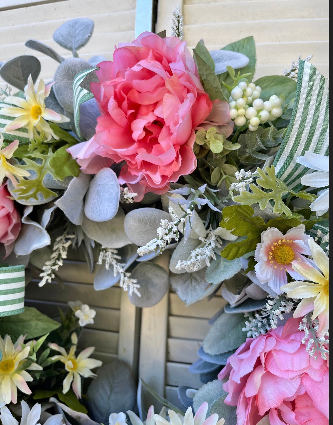 Summer Wreath, Floral Wreath, Daisy Wreath, Lambs Ear Wreath