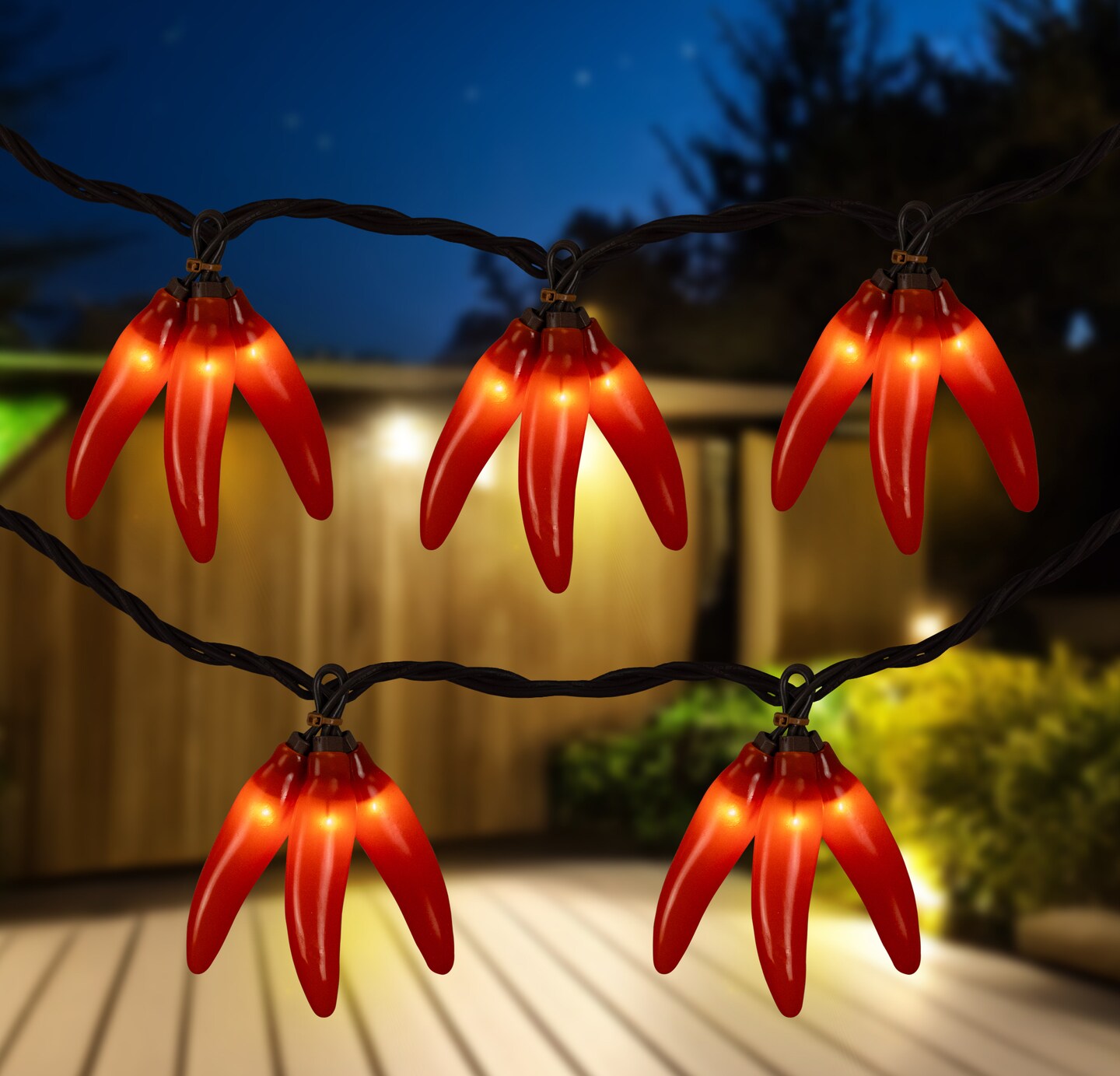 Northlight 36ct Orange Chili Pepper Clusters String Light Set, 7.5ft Brown Wire