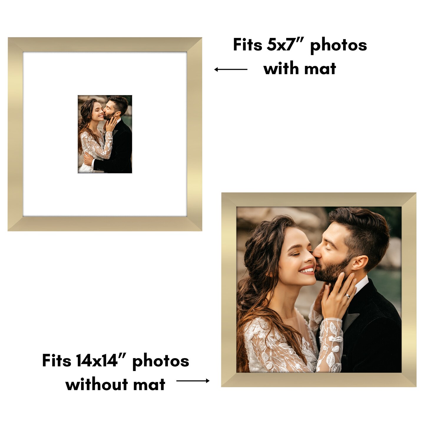 Americanflat 14x14 Wedding Signature Picture Frame - 5x7 with Mat or 14x14 without Mat - Signature Frame for Celebrations - Shatter Resistant Glass - Hanging Hardware