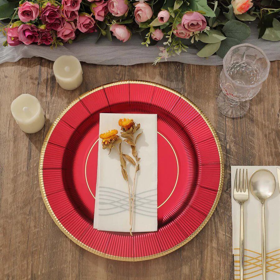 BURGUNDY 25 Round 13&#x22; PAPER CHARGER PLATES