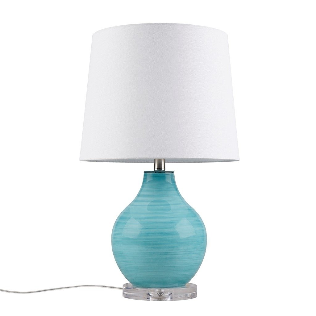 Gracie Mills Aqua Swirl Blown Glass Table Lamp Grace-15784 27 Inch Elegance
