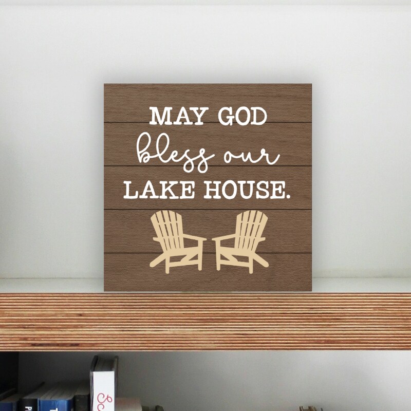 Lake Life Wood Plaque - May God Bless Our Lake House