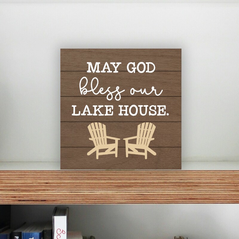Lake Life Wood Block Sign - Bless Our Lake House