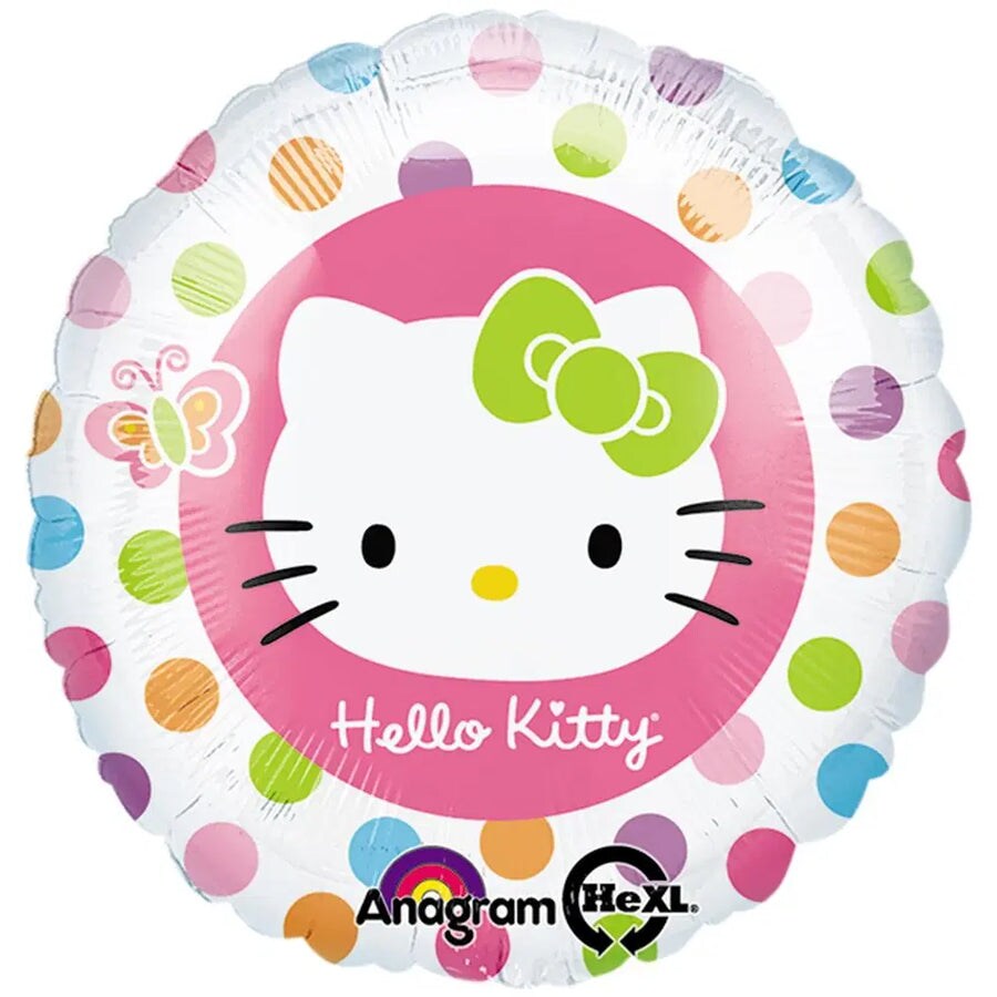 Hello Kitty Rainbow Polka Dots 18&#x22; Round Foil Balloon, 1ct
