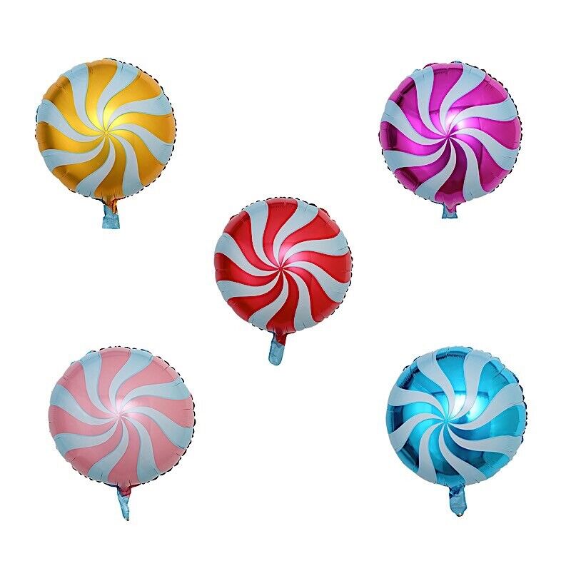 5 ASSORTED 13&#x22; wide Swirl Lollipop Candy Mylar Foil