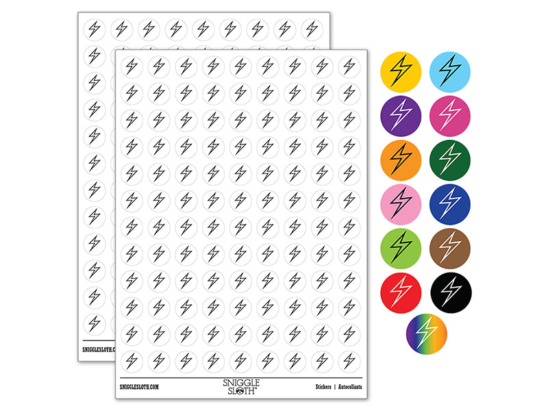 Lightning Bolt Thunderbolt Outline 200+ 0.50&#x22; Round Stickers